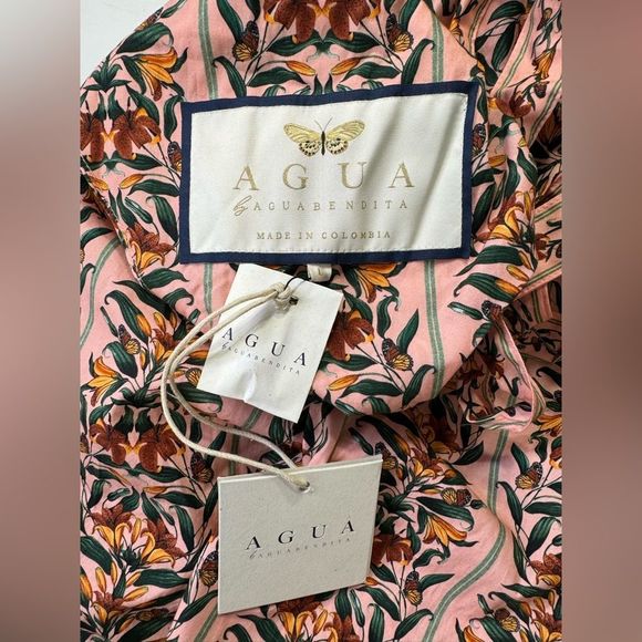 NEW Agua by Agua Bendita Guaguanco Monarca Rosa Cotton Midi Dress Large - Picture 12 of 16